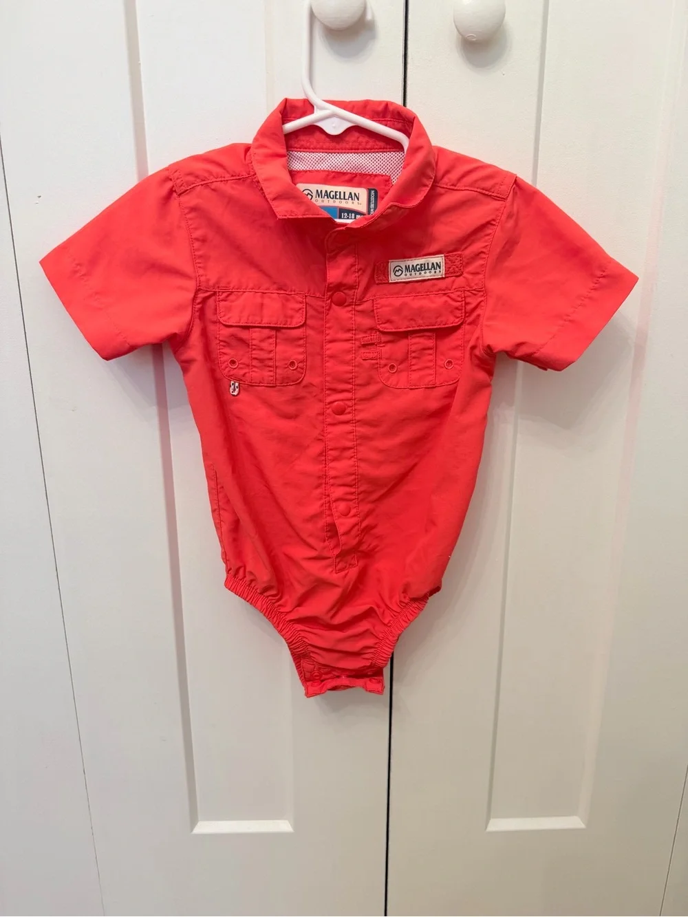 Magellan Outdoors Short Sleeve Fishing Onesie Bodysuit Cayenne 12-18mo Baby Boy